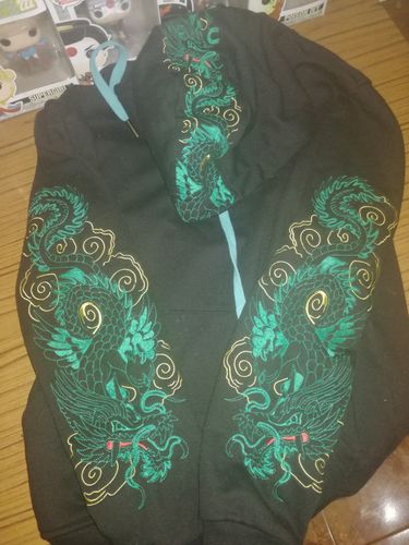 Customer photo review of Green Dragon Sleeves Embroidered Hoodie