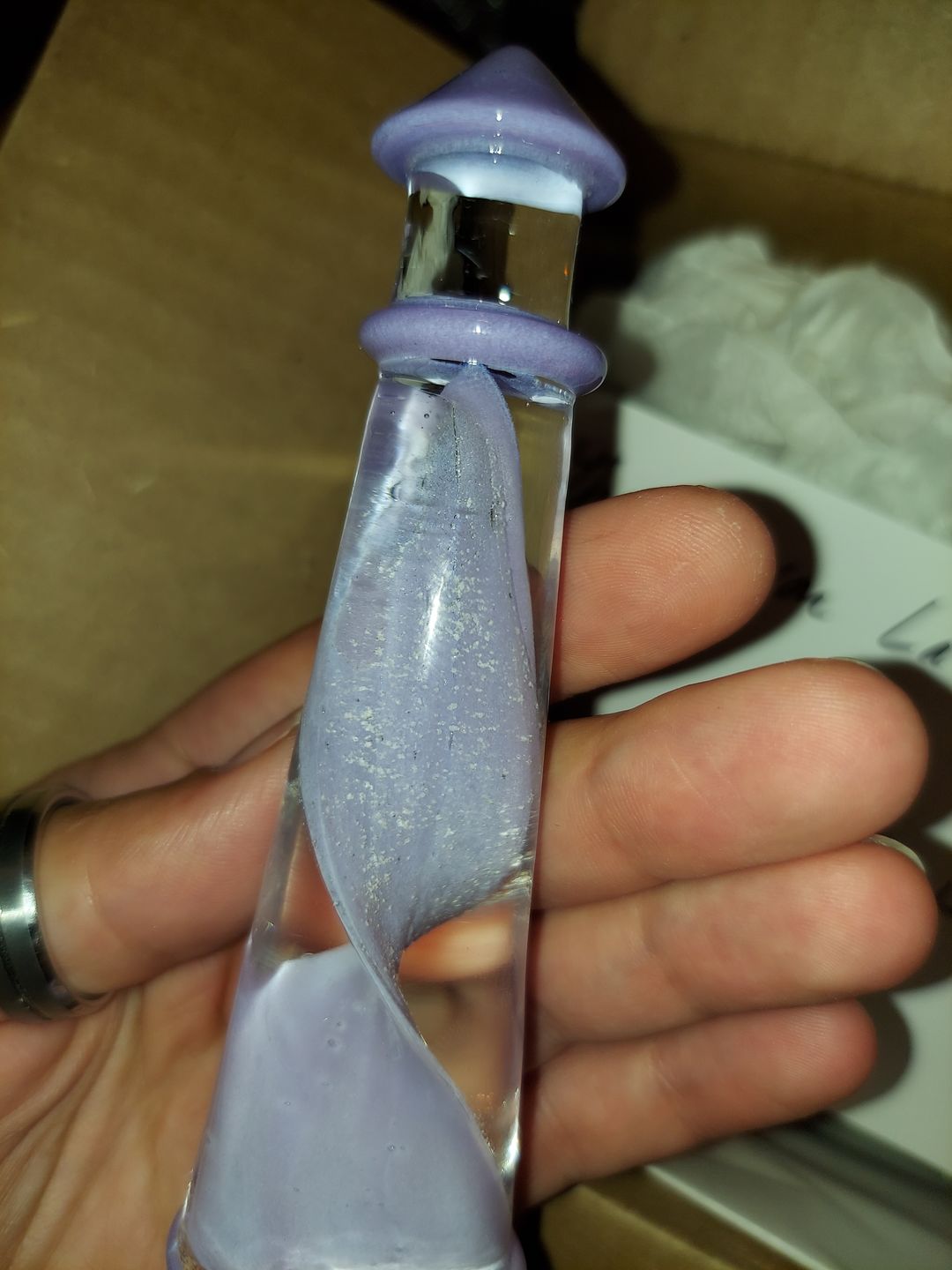 Customer photo review of Memorial Glass Lighthouse with Cremation Ashes