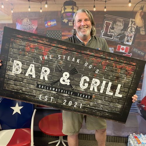 Customer photo review of Bar & Grill - Personalized Huge Canvas