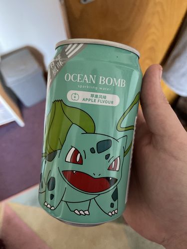 Customer photo review of Ocean Bomb Pokemon Bulbasaur Apple Flavour Sparkling Water - 12fl.oz (355ml)