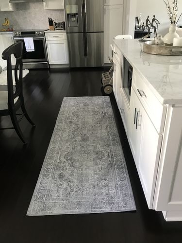 Customer photo review of Distressed Vintage Chilaz Grey Runner Rug