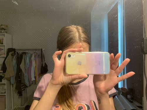 Customer photo review of Summer Rainbow Clear iPhone Case