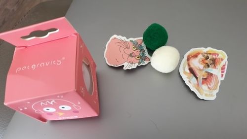 Avaliação com foto de um cliente sobre Bola Interativa para Gatos, com Catnip - Brinquedo com diferentes sons (Rã, Grilo, Pássaro)