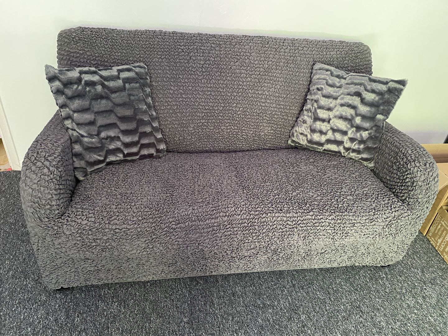 Customer photo review of 2 Seater Sofa Cover - Charcoal  Microfibra