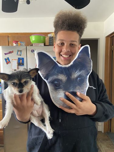 Customer photo review of Create A Custom Face Pillow