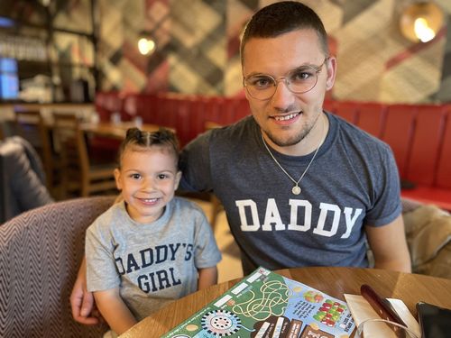 Customer photo review of Daddy & Daddy's Girl College Matching T-Shirts (MRK X)