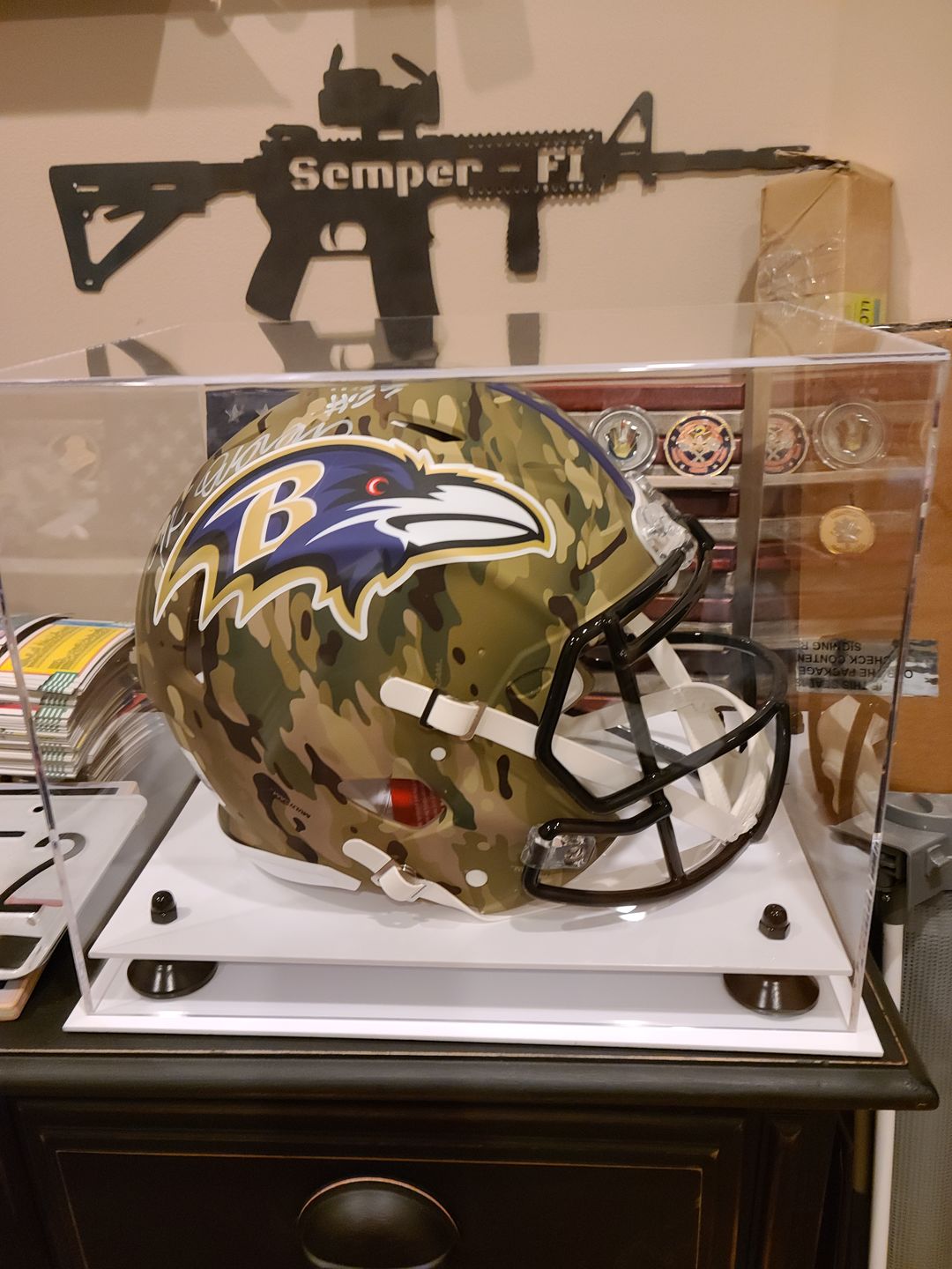 Customer photo review of Acrylic Full Size Football Helmet Display Case Clear