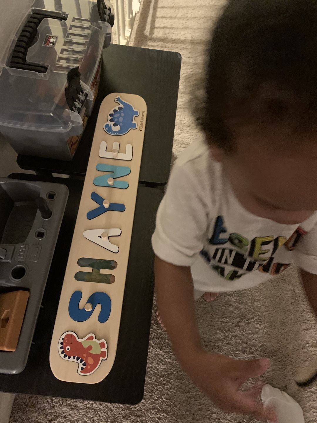 Customer photo review of Boy Dinosaur Name Puzzle