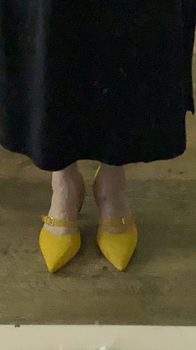 Customer photo review of Pointed-toe Solid Color Buckle Suede PU High Heels