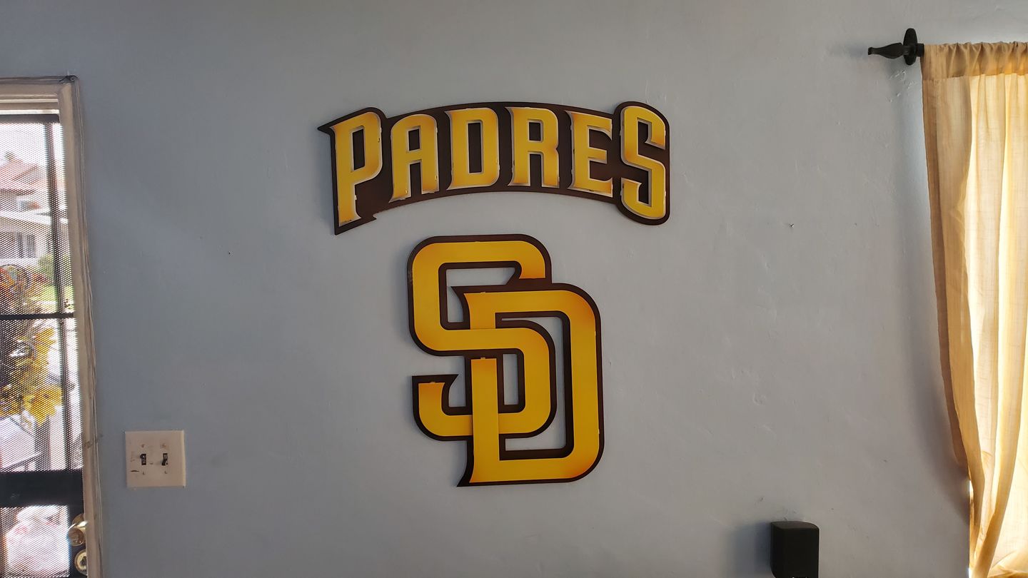 Customer photo review of San Diego Padres "SD" 3D Vintage Metal Art