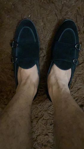 Customer photo review of Belgian Loafer - Black Suede Double Monk Strap