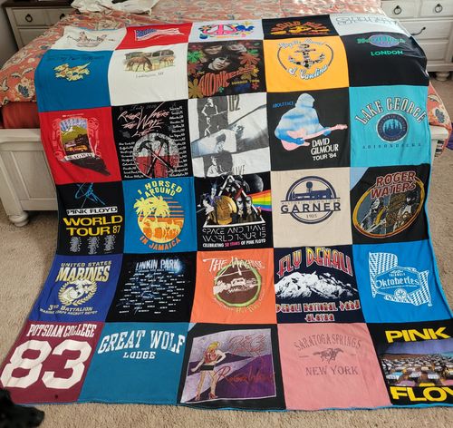 T-shirt quilt from portsmouth college by Jeanne from NC
