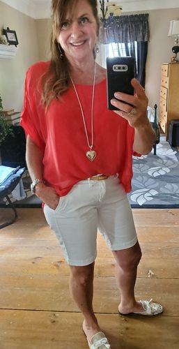 Customer photo review of Natalie Blouse (Cherry Tomato)