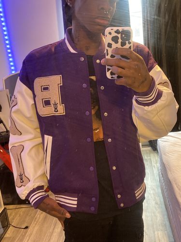 Customer photo review of "Blessed" Varsity Jacket