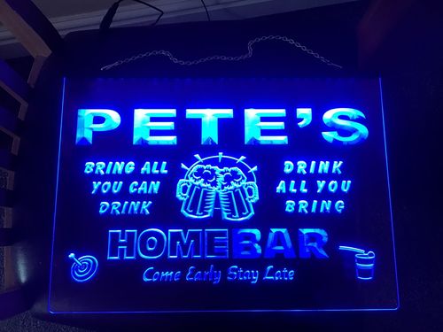 Customer photo review of Personalized Garage Two Colors Home Bar LED Signs (Three Sizes)