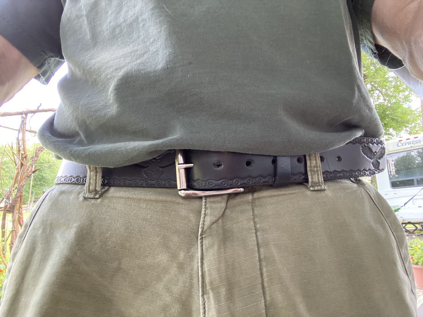 Customer photo review of The Eagle Belt- Black Embossed 100% Real Leather Belt
