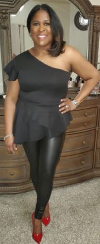 Customer photo review of Solid Color Smart Shrug One Shoulder T-Shirt