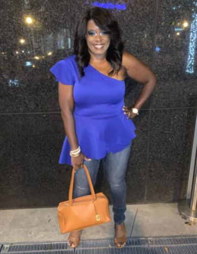 Customer photo review of Solid Color Smart Shrug One Shoulder T-Shirt