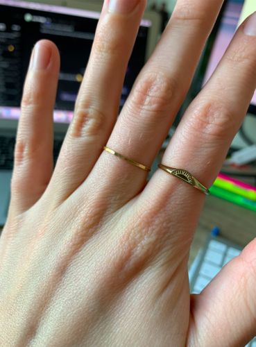 Customer photo review of 14k Gold Filled hammered stacking ring