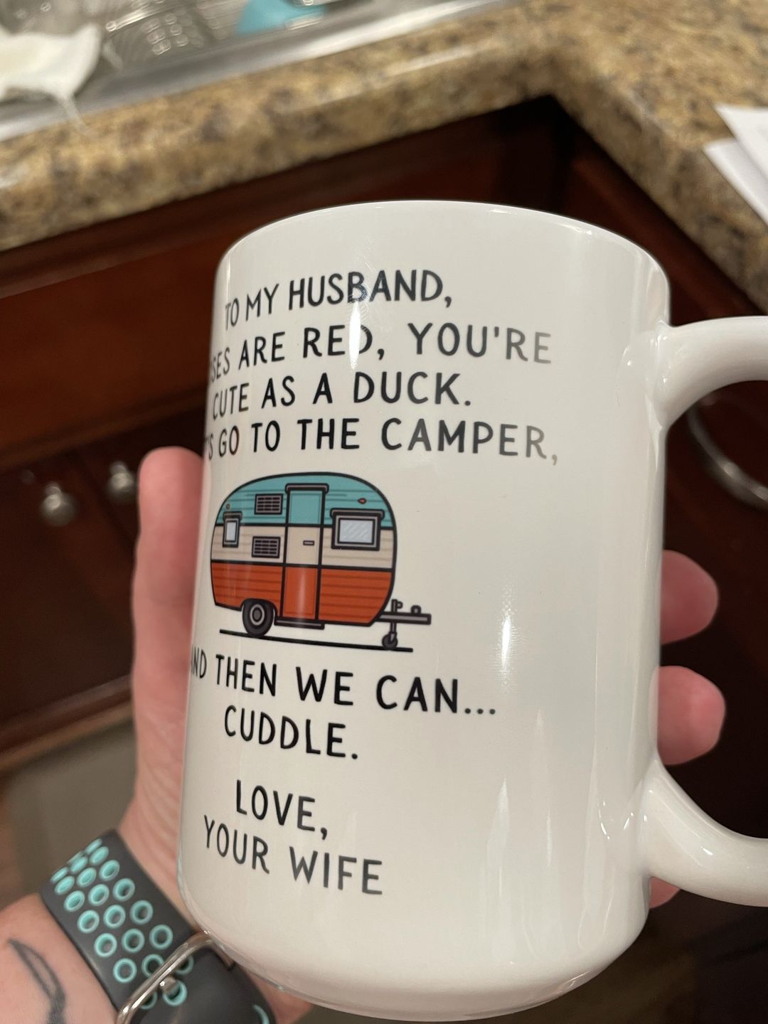 Customer photo review of To My Husband - You're Cute As A Duck - Funny Camping Mug