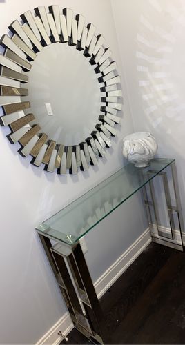 Customer photo review of Elegant Beveled Round Mirror 35"