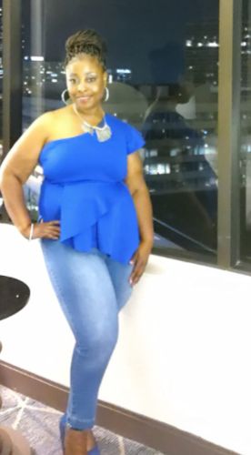 Customer photo review of Solid Color Smart Shrug One Shoulder T-Shirt