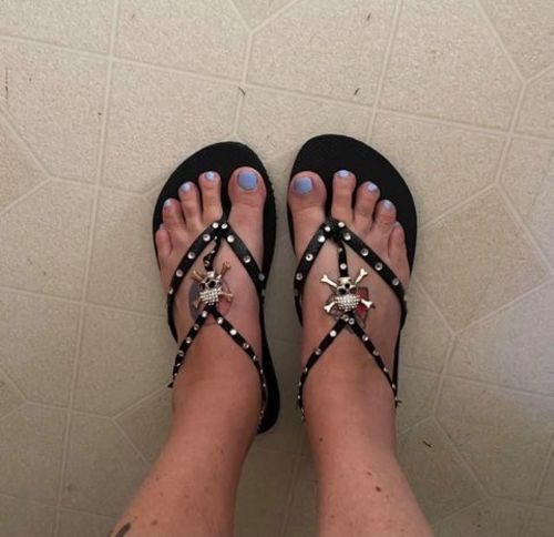 Customer photo review of Just Love Skulls Flip Flops