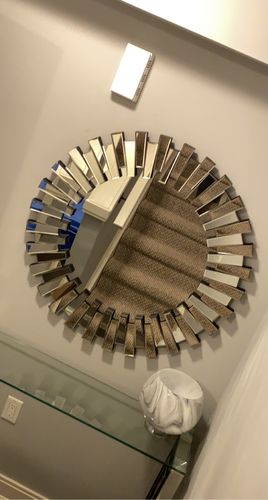 Customer photo review of Elegant Beveled Round Mirror 35"