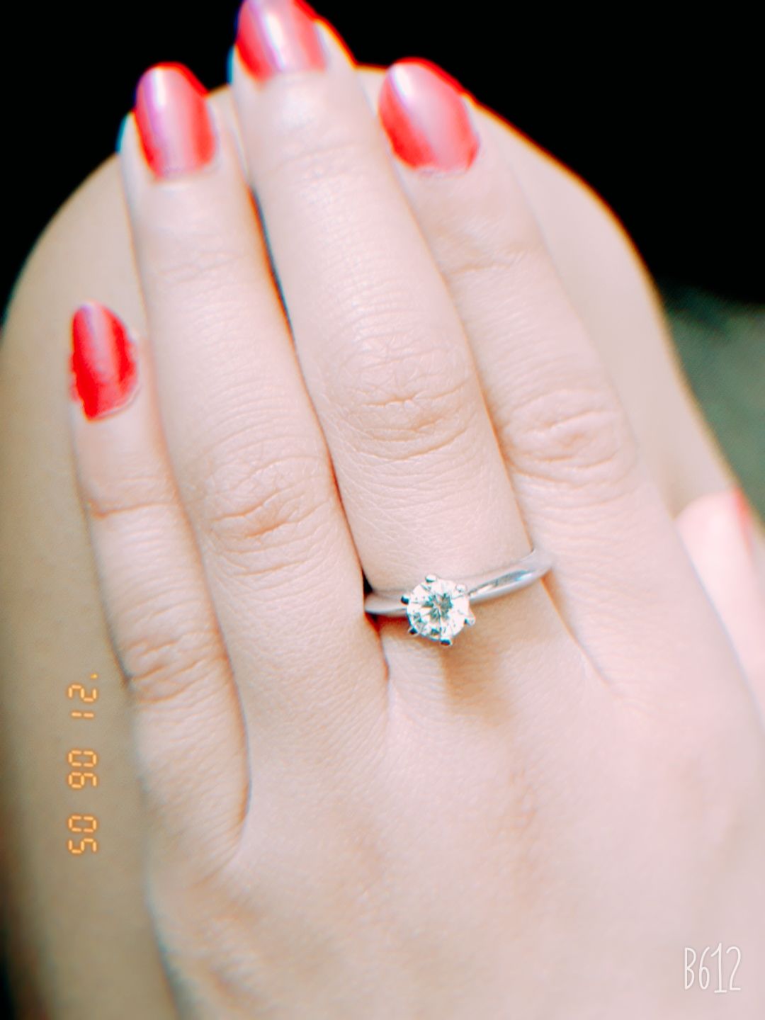 Customer photo review of Six Prong Solitaire CVD Diamond Ring