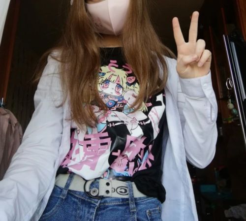 Customer photo review of Tshirt Anime Gothic Punk Kawaii