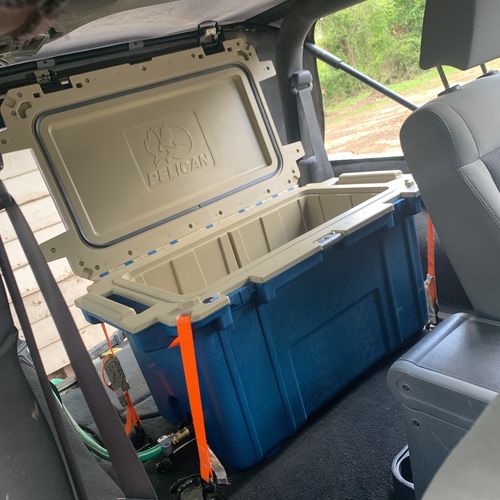 Customer photo review of Pacific Blue/Tan Pelican™ 70QT Elite Cooler