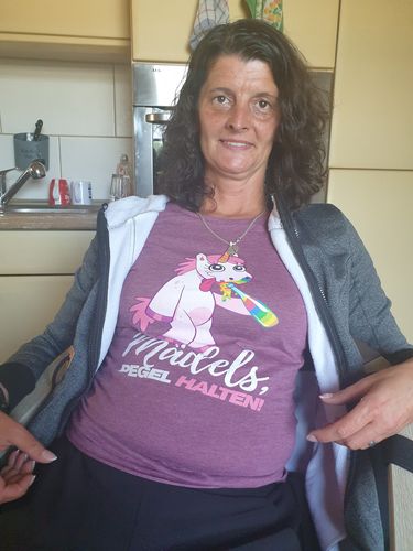 Customer photo review of Mädels, Pegel halte - Einhorn  - Damen Melange Shirt