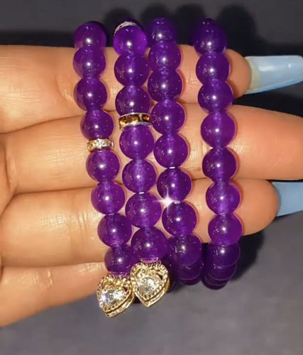 Customer photo review of 15" 6mm/8mm/10mm/12mm purple Malaysian jade Round beads gemstone