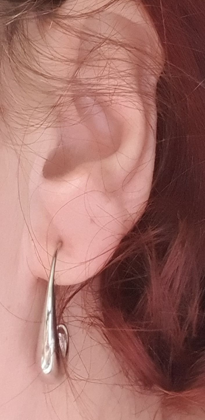 Customer photo review of Classic Drop Hoop Earrings