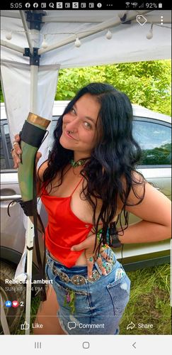 Customer photo review of Lace up back spaghetti strap crop top