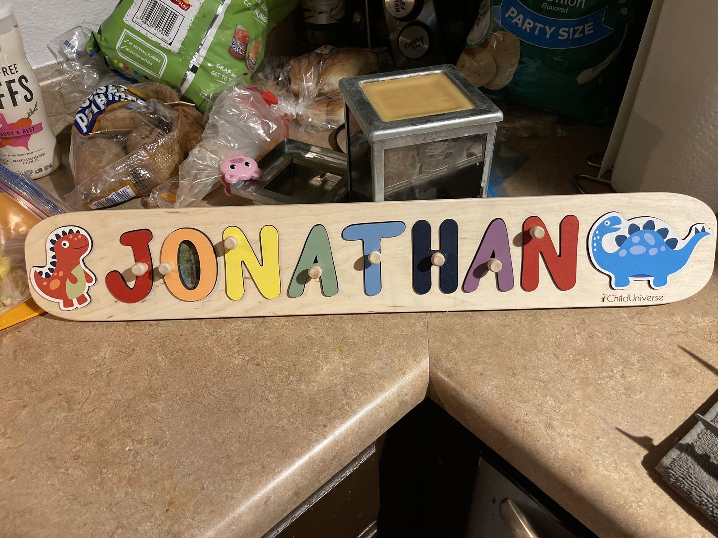 Customer photo review of Boy Dinosaur Name Puzzle