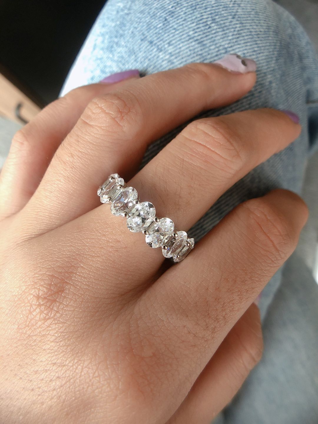Customer photo review of S925 8.5Ct Eternity Oval Cut Wedding Band For Women In Sterling Silver