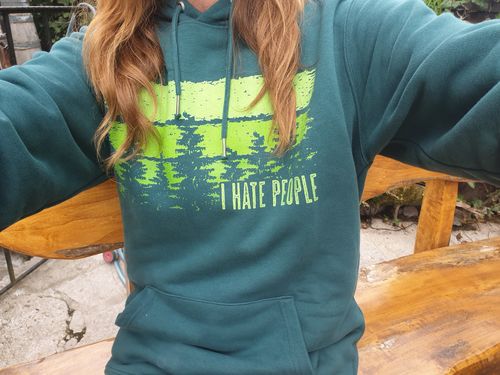 Customer photo review of I HATE PEOPLE - Bio Unisex Hoodie (PREMIUM)