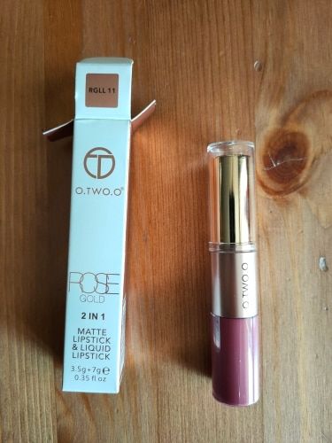 Customer photo review of O.TWO.O ROSE GOLD 2 IN 1 LIPSTICK AND LIPGLOSS