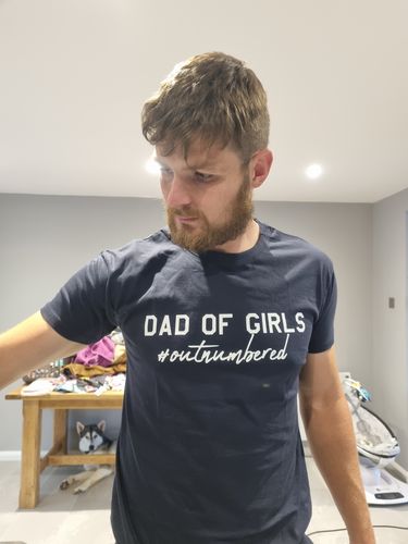 Customer photo review of Dad Of Girls Outnumbered T-Shirt - Navy (MRK X)