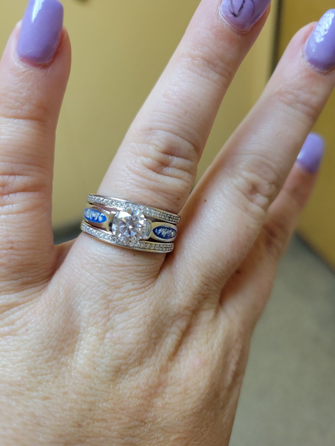 Customer photo review of Silver Ring with Gem and Cremation Ash