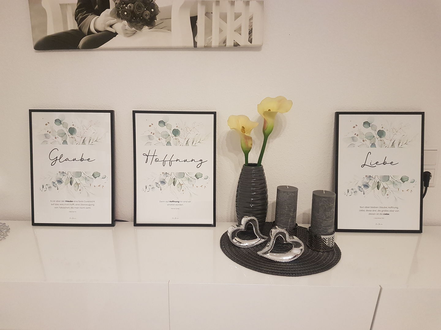 Customer photo review of Poster "Glaube Hoffnung Liebe" · 3er Set · Pflanzen Grün · A3 / A4 · Bibelvers Deutsch