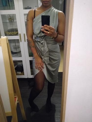 Customer photo review of One Shoulder Elegant Belt Midi Dress