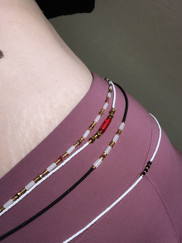 Customer photo review of Gold Crystal Glow in the Dark Waist Beads