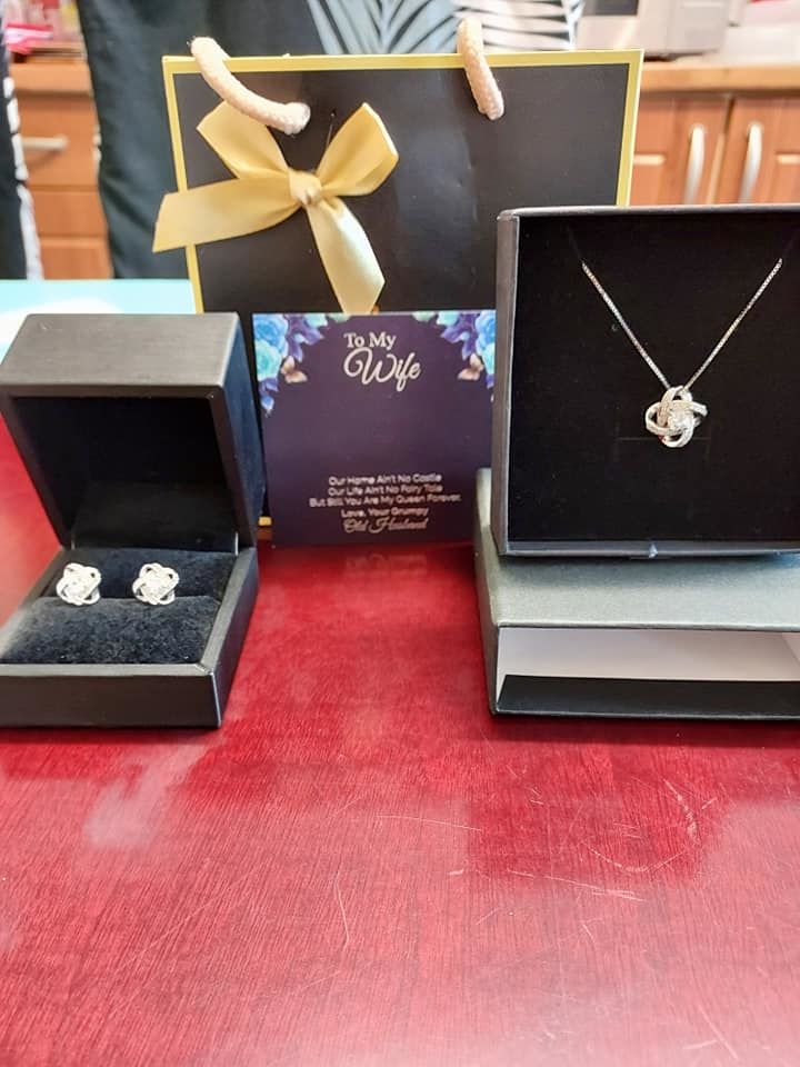 Customer photo review of Silver Love Knot Earrings