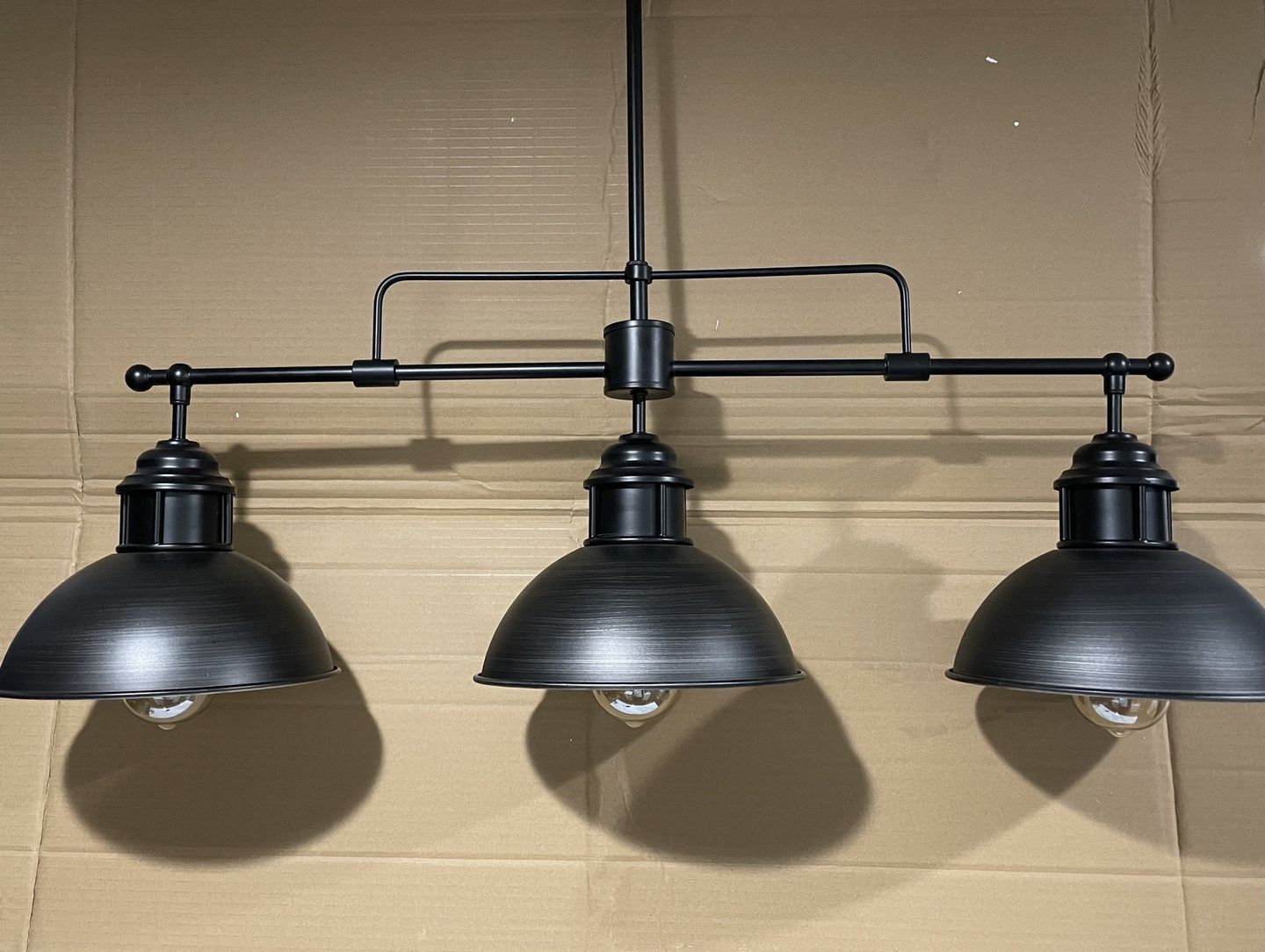 Customer photo review of Industrial 3-light Island Pot Lid Pendant