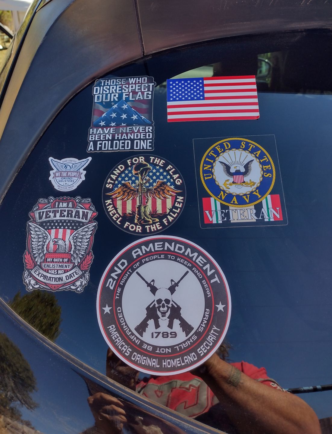 Customer photo review of Those Who Disrespect Our Flag Have Never Been Handed A Folded One 4" Decal