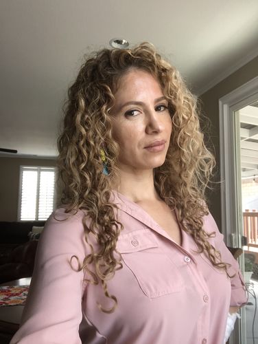 Customer photo review of Curly Ash Blonde