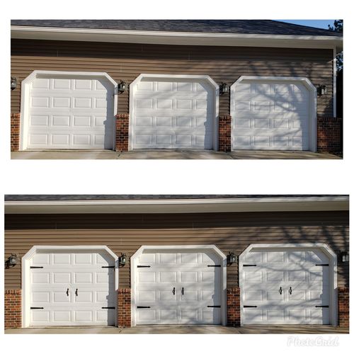 Customer photo review of Decorative Garage Door Hinge and Handle Magnet Accents (6-PC Set)