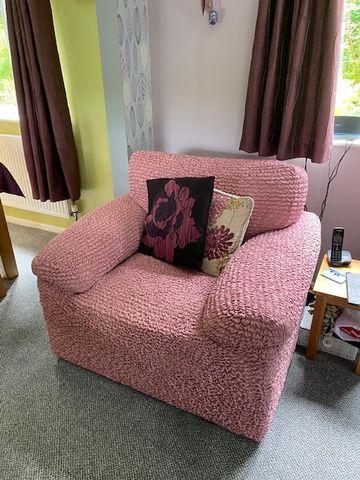 Customer photo review of Arm Chair Cover - Pink, Microfibra
